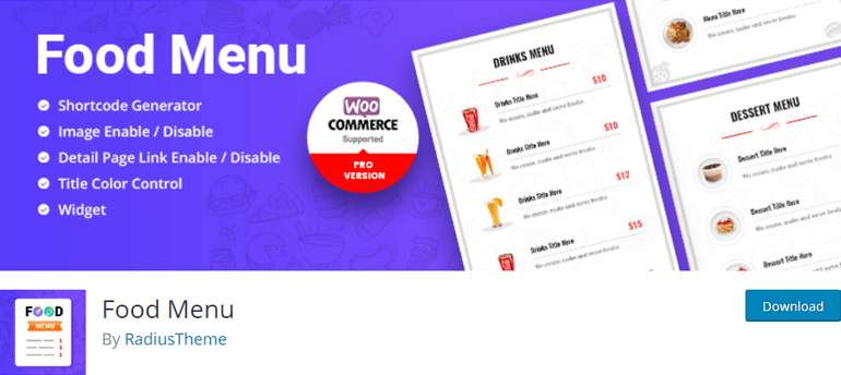 RadiusTheme'den Yemek Menüsü