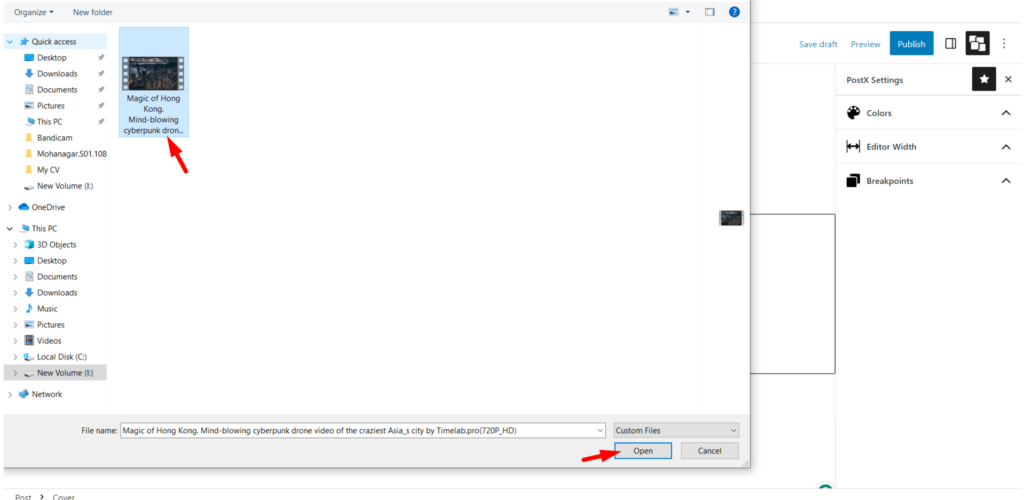 فيديو خلفية ووردبريس: أضفه بطريقتين مختلفتين 5 select video to upload