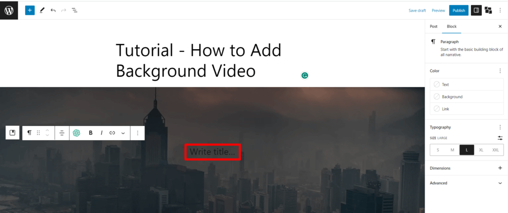 فيديو خلفية ووردبريس: أضفه بطريقتين مختلفتين 6 add text