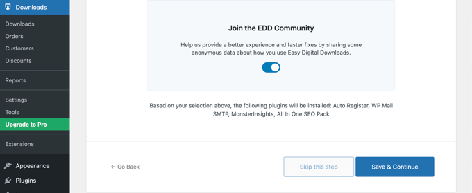 Configuração fácil de downloads digitais Junte-se à comunidade EDD Easy Digital Downloads Setup Join the EDD Community