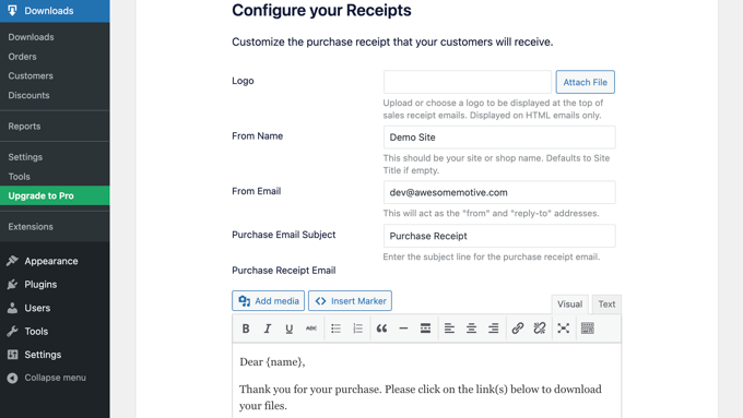 Easy Digital Downloads Setup Configure seus recibos Easy Digital Downloads Setup Configure Your Receipts