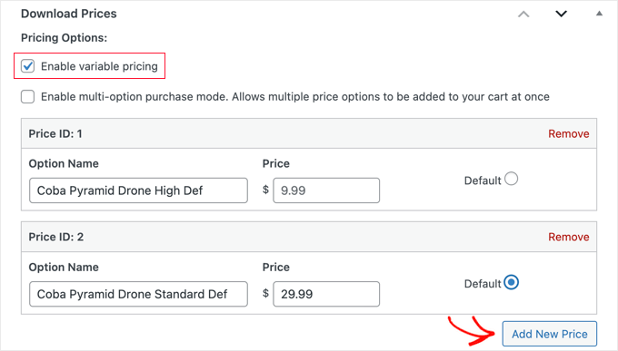 Adicionando preços variáveis a um produto para download Adding Variable Pricing to a Downloadable Product