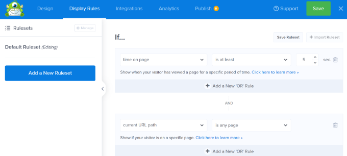 Правила отображения Set up display rules