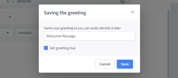 Сохраните приветственное сообщение Save your greeting message