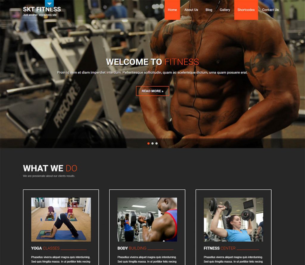 SKT Fitness lite ücretsiz wordpress teması