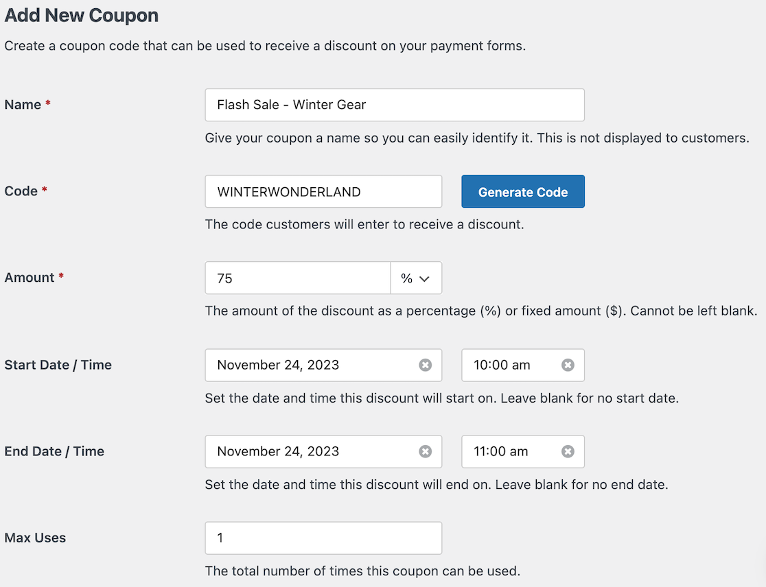 Create a flash sale in WPForms