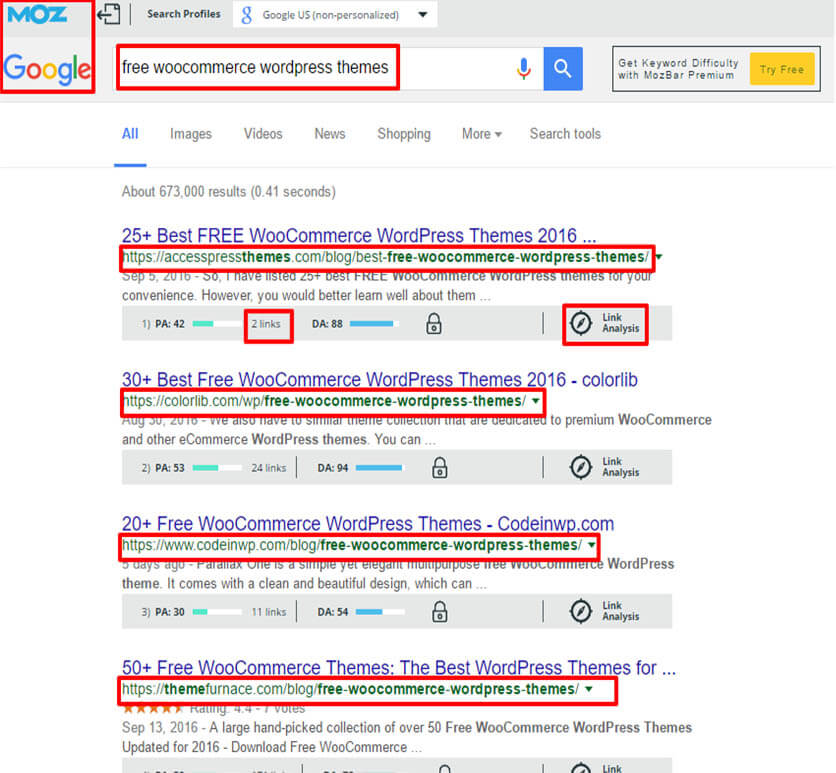 Konkurrenzanalyse - moz-google search