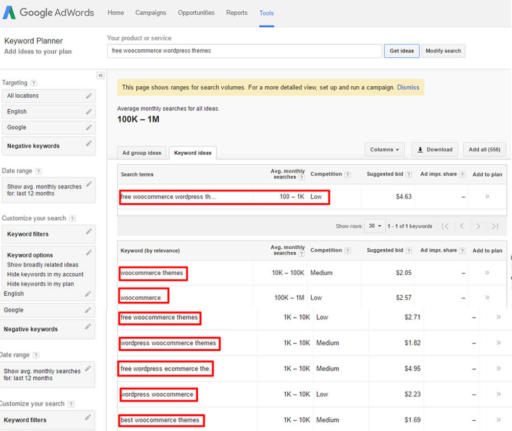 Google Keyword-Planer - Keyword-Recherche