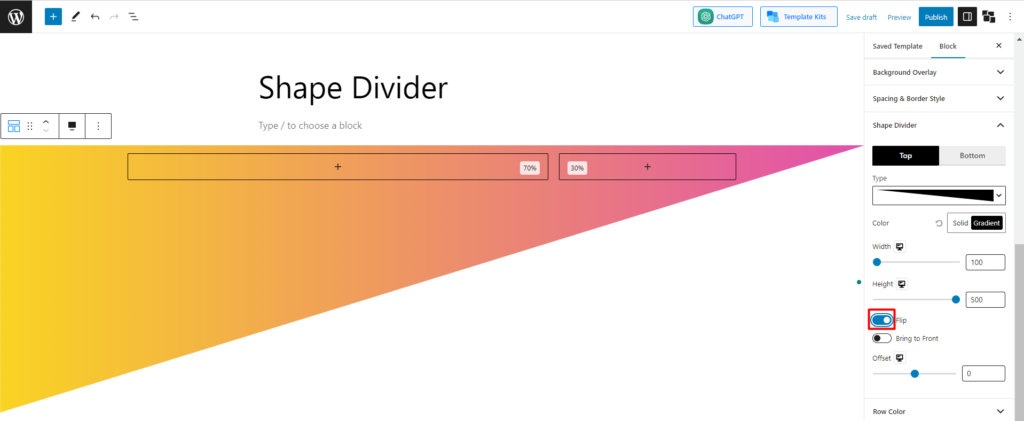 WordPress Shape Divider: セクションを分割する技術をマスターする 14 flip the shape divider