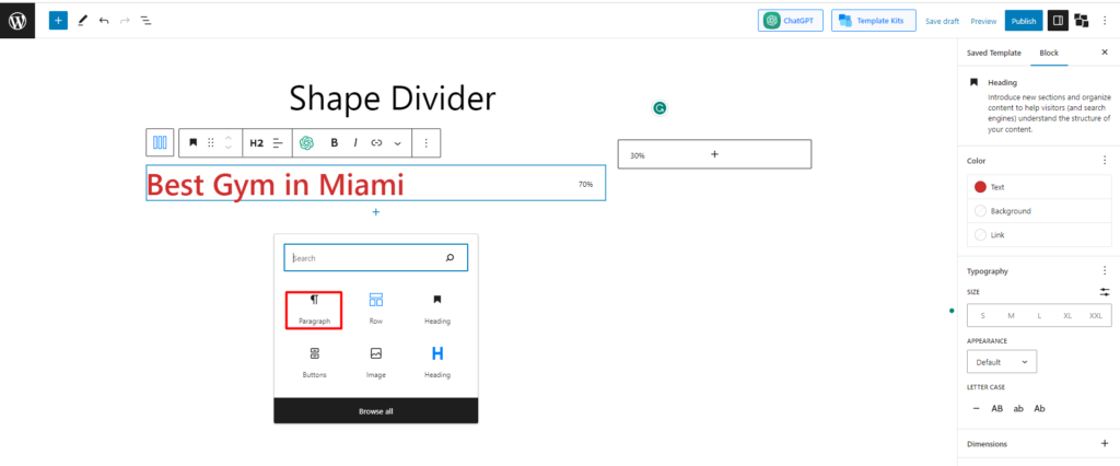 WordPress Shape Divider: セクションを分割する技術をマスターする 18 add paragraph block