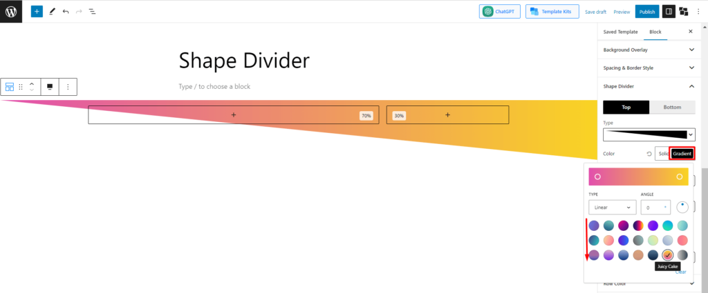 WordPress Shape Divider: セクションを分割する技術をマスターする 12 gradient color