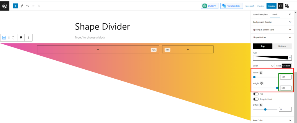 WordPress Shape Divider: セクションを分割する技術をマスターする 13 adjust width and height