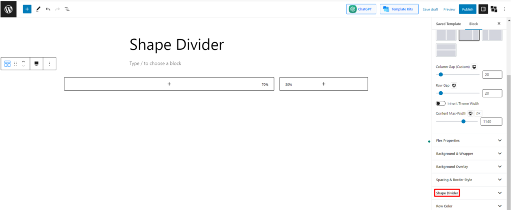 WordPress Shape Divider: セクションを分割する技術をマスターする 5 open shape divider option