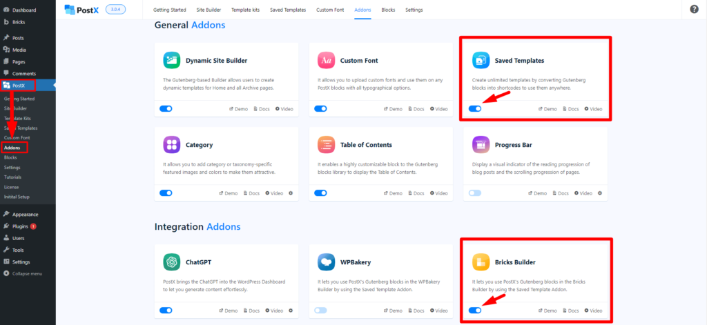 تقديم تكامل PostX Bricks Builder 3 Enable Bricks Builder Addon