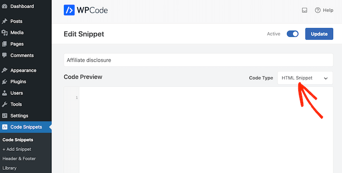 Добавление фрагмента HTML в WordPress Adding an HTML snippet to WordPress