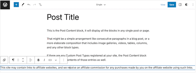 Добавление текста в шаблон блога WordPress Adding text to a WordPress blog template