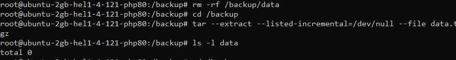 Realice la restauración de la copia de seguridad utilizando Tar Incremental Backup