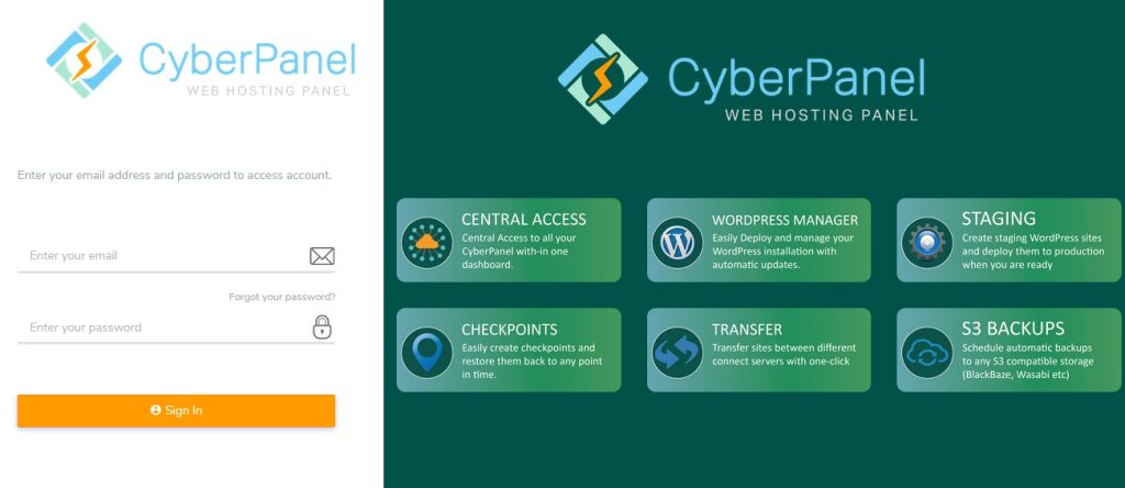 CyberPanel Iniciar sesión