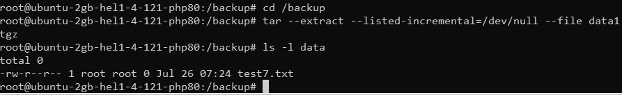 Realice la restauración de la copia de seguridad utilizando Tar Incremental Backup