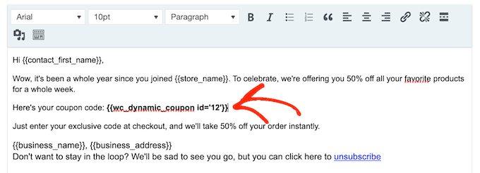 Agregar cupones de descuento a un correo electrónico automatizado Adding discount coupons to an automated email