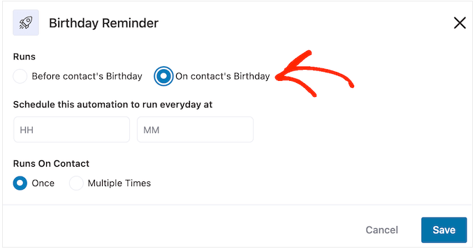 Envío de mensajes en el cumpleaños del cliente. Sending messages on the customer's birthday