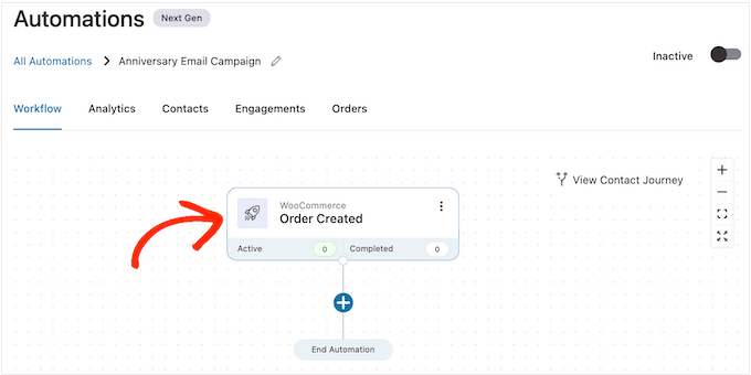 Configurar el activador de aniversario de compra de WooCommerce Configuring the WooCommerce purchase anniversary trigger