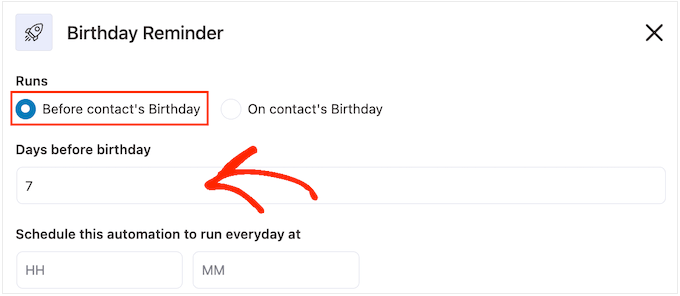 Enviar un correo electrónico antes del cumpleaños de un contacto Sending an email before a contact's birthday
