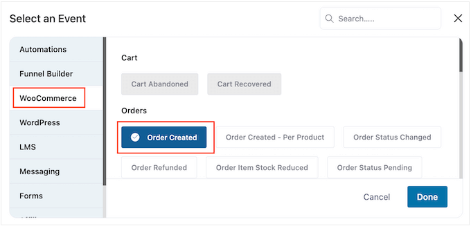 El disparador creado por el pedido de WooCommerce The WooCommerce order created trigger