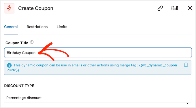 Agregar un título a un código de cupón automatizado Adding a title to an automated coupon code