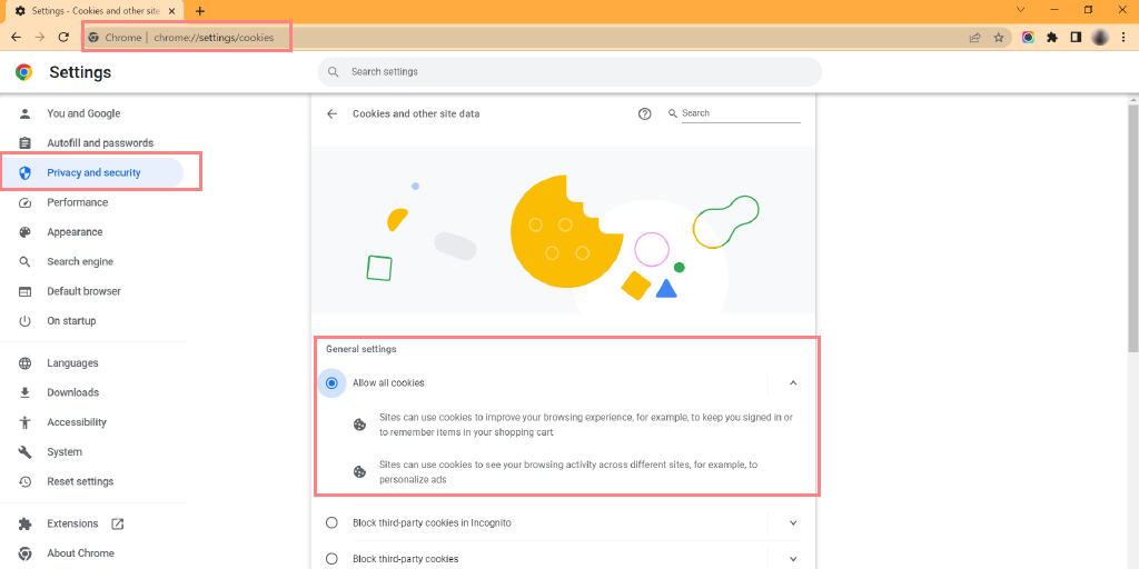 كيفية إصلاح رمز خطأ رفض الوصول Cloudflare 1020؟ (14 طرق) 7 Enabling Cookies in Google Chrome