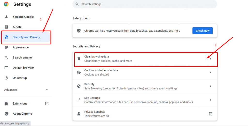 修复 NET::ERR_CERT_DATE_INVALID 错误 16 的 12 种最佳方法 Clearing cookies and cache memory on chrome browser