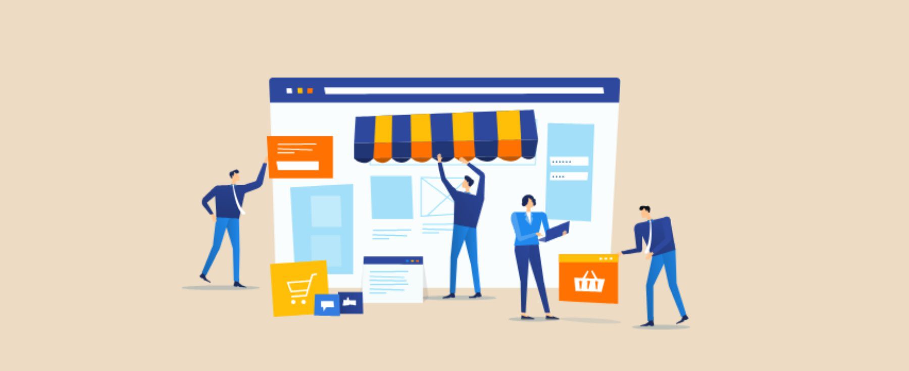 Illustrazione del negozio di e-commerce di proprietà