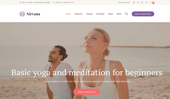 17 migliori temi WordPress per istruttori di yoga 2023 10 nirvana 123