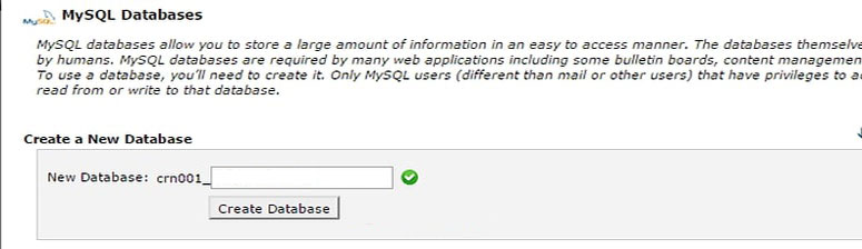 Criar novo banco de dados