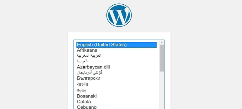Selecione o idioma do WordPress