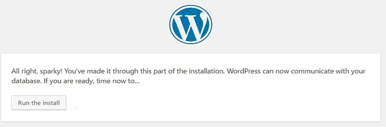 O WordPress agora pode se conectar ao seu banco de dados