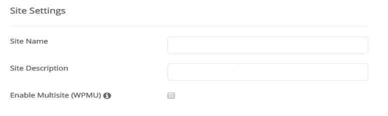 Configurações do site Softaculous WordPress