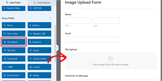 Adăugați câmpul de încărcare a fișierului Add file upload field