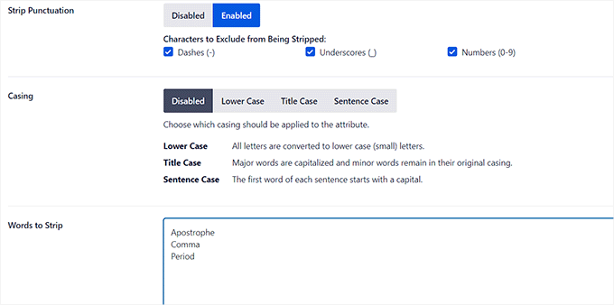 Setări AIOSEO pentru Nume fișier AIOSEO settings for Filename