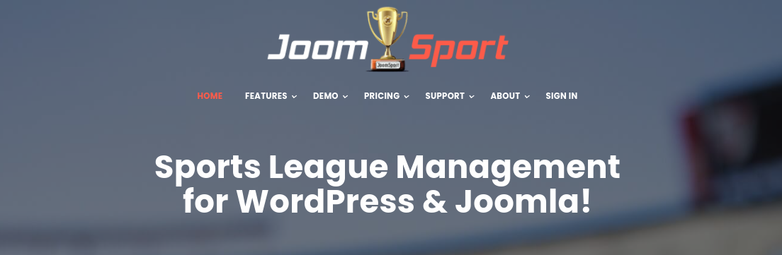 El sitio web del complemento JoomSport.