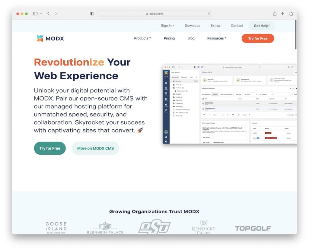 costruttore di siti web open source modx
