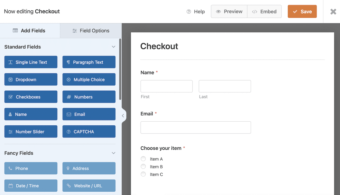Editing checkout form