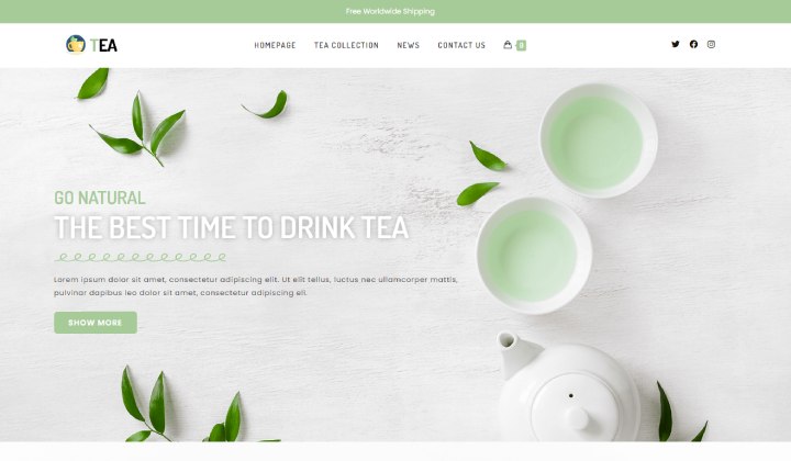 2023 年 7 個茶店網站最佳 WordPress 主題 7 Ocean Tea