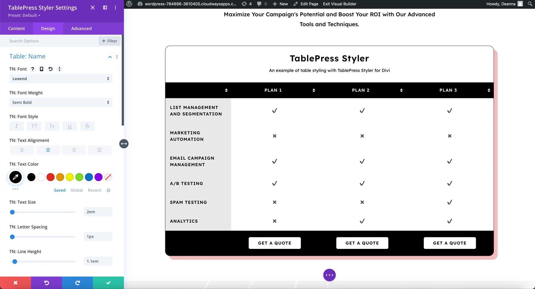Nama Styler TablePress