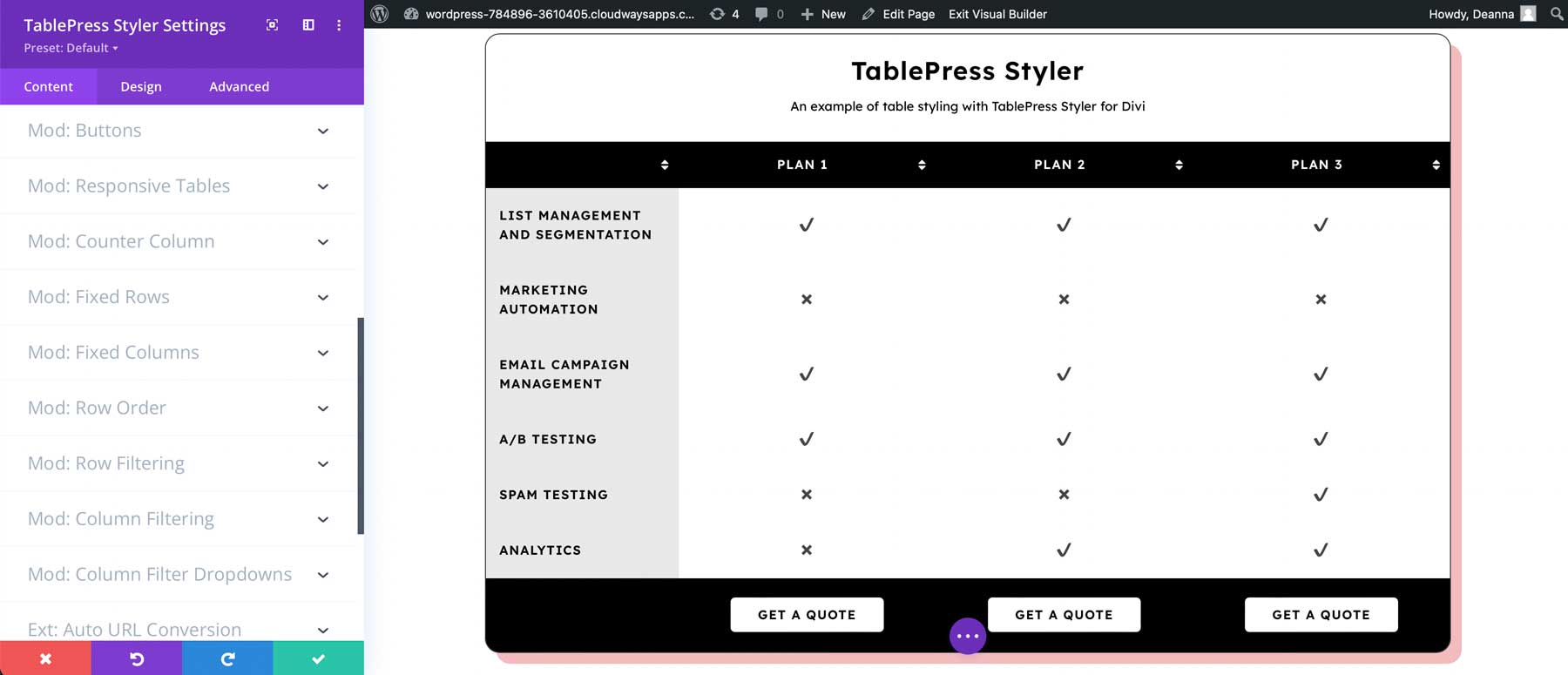 Opsi TablePress Pro