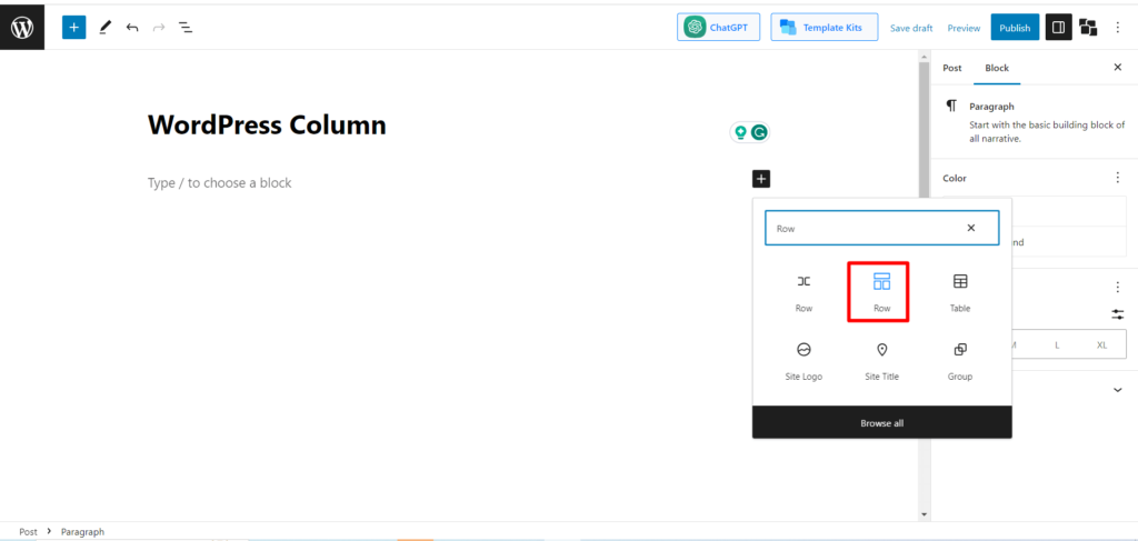 Buat Halaman Berdampak dengan Kolom WordPress: Pemula hingga Pro 11 add row block