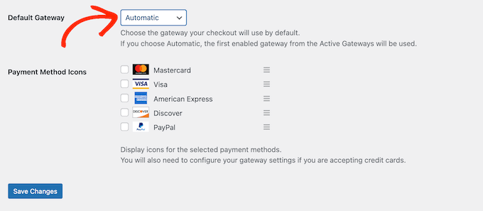 Configurando um gateway padrão no Easy Digital Downloads Setting a default gateway in Easy Digital Downloads