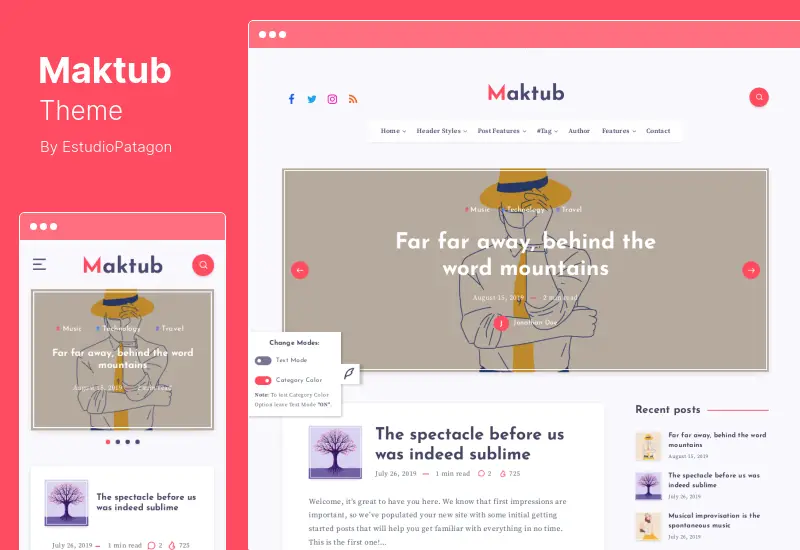 Maktub Theme – Minimaler und leichter Blog für WordPress Theme