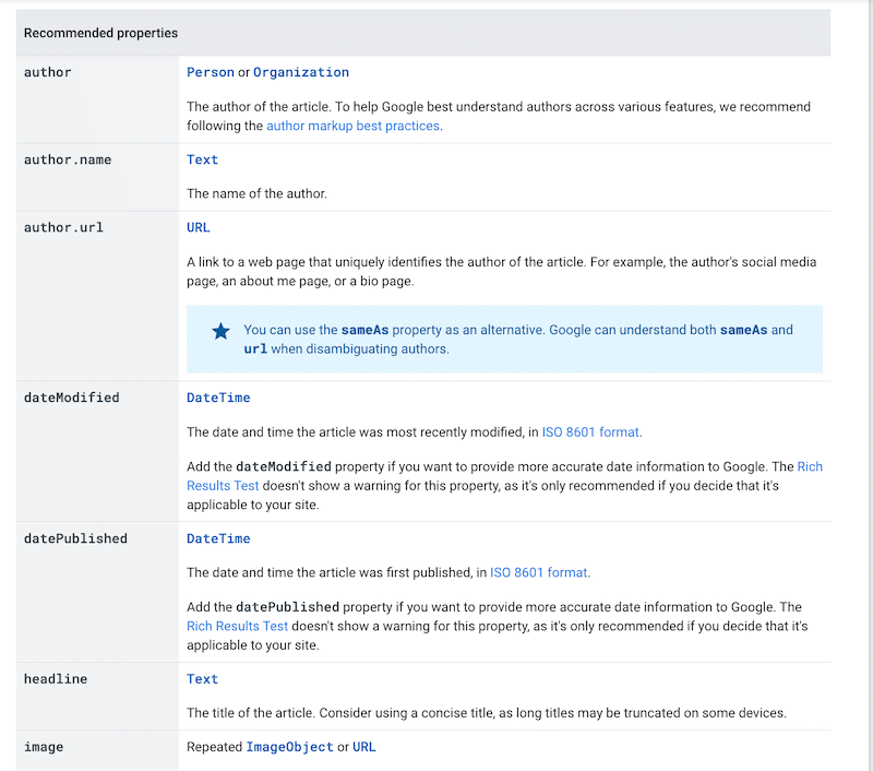 文章结构数据 - 来源:Google Developers