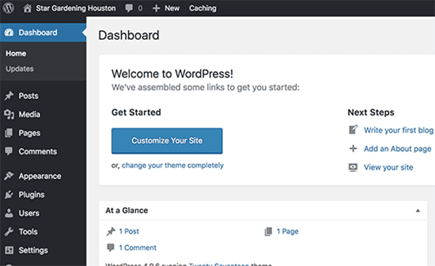 painel do wordpress